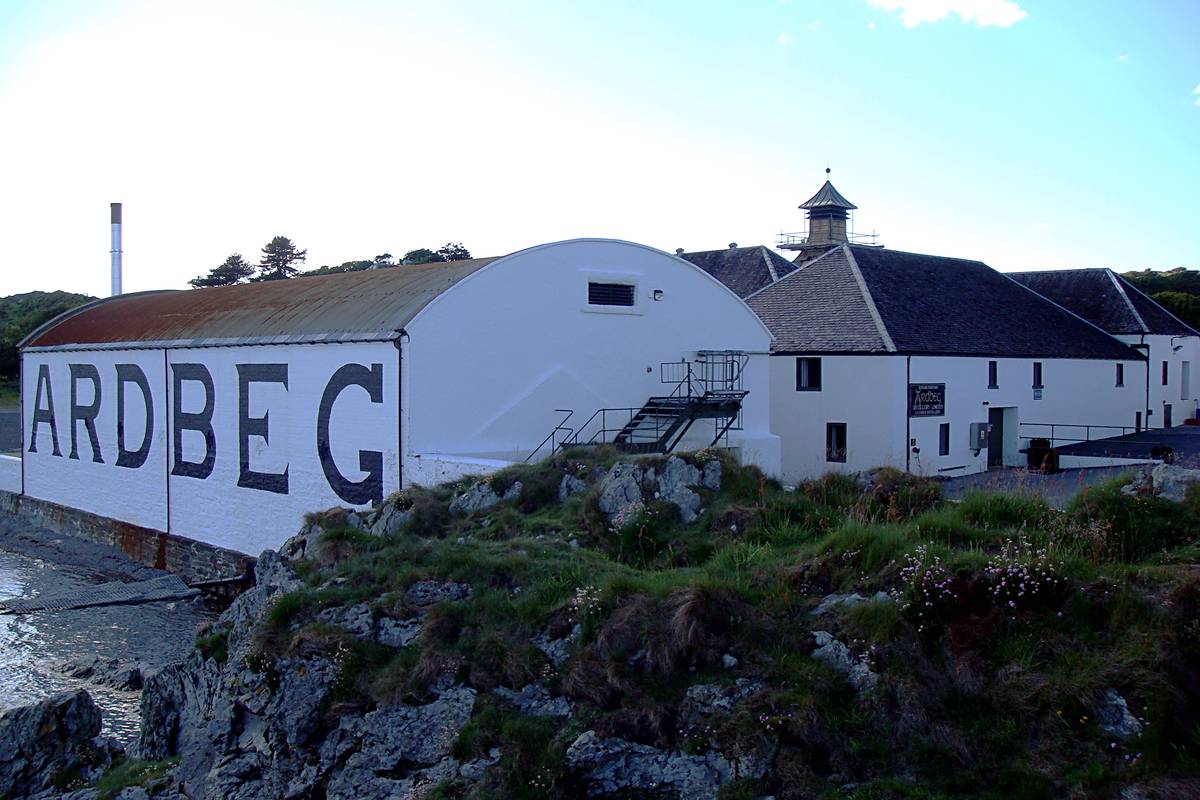 Ardbeg distillery by the sea on Islay, shown for our Ardbeg price Malaysia guide
