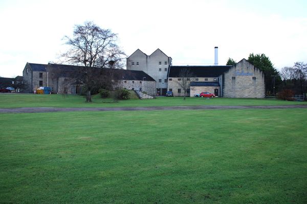 Miltonduff Distillery buildings near Elgin, a key malt for Ballantine's